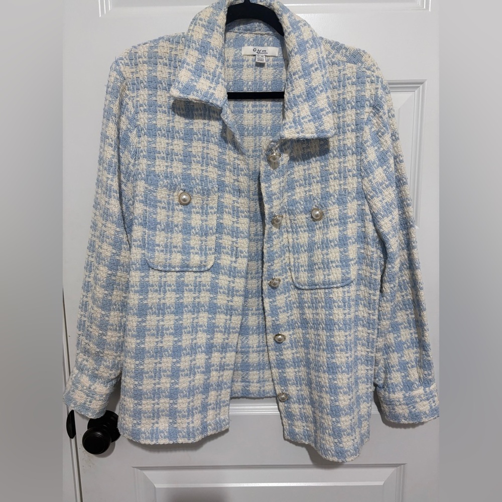C by One Blue and White Tweed Shacket or Blazer Size XL